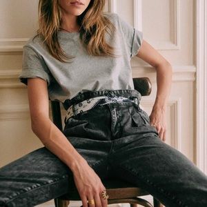 Sézane Austin Trousers in Washed Black Denim